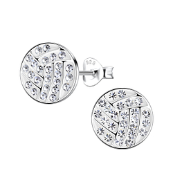 Silver Volleyball Stud Earrings - 20036