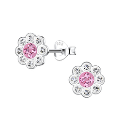 Silver Flower Stud Earrings - 19973