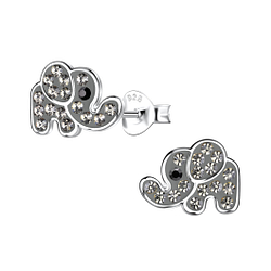 Silver Elephant Stud Earrings - 20022