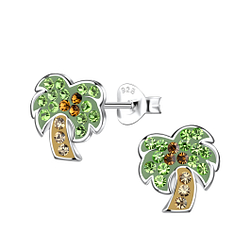 Silver Coconut Tree Stud Earrings - 20049