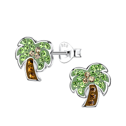 Silver Coconut Tree Stud Earrings - 20048