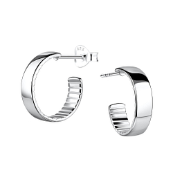 Silver Half Hoop Stud Earrings - 20003 Silver Half Hoop Stud Earrings - 20003