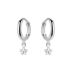 Silver Star Charm Huggie Earrings - 19963