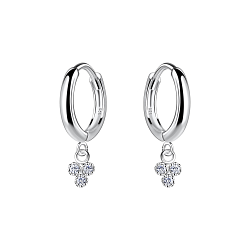 Silver Three Stones Charm Huggie Earrings - Wholesale - 19964 Silver Three Stones Charm Huggie Earrings - Wholesale - 19964