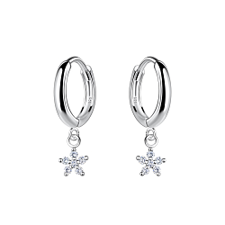 Silver Flower Huggie Earrings - 20028 Silver Flower Huggie Earrings - 20028