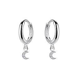Silver Moon Huggie Earrings - Wholesale - 19965 Silver Moon Huggie Earrings - Wholesale - 19965