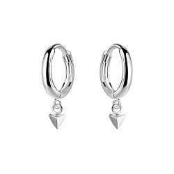Silver Triangle Charm Huggie Earrings - 19966