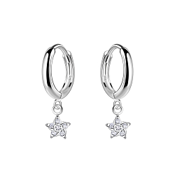 Silver Star Charm Huggie Earrings - Wholesale - 20030