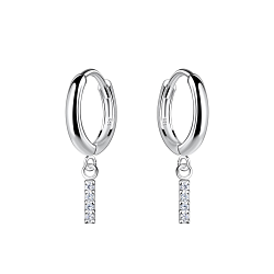 Silver Bar Charm Huggie Earrings - 20004 Silver Bar Charm Huggie Earrings - 20004