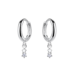 Silver Star Charm Huggie Earrings - 19969