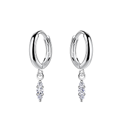 Silver Marquise Charm Huggie Earrings - 19970