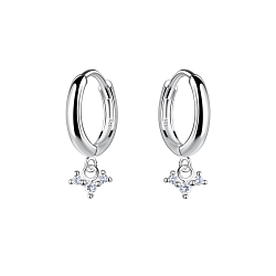 Silver Three Stones Charm Huggie Earrings - 20005 Silver Three Stones Charm Huggie Earrings - 20005