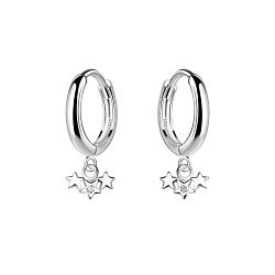 Silver Star Charm Huggie Earrings - 19971