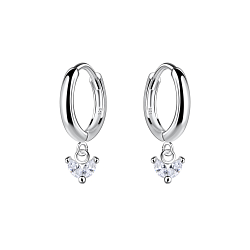 Silver Heart Charm Huggie Earrings - 20017