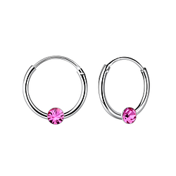 4mm Round Crystal Hoop Earrings - Wholesale - 6916