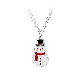 Silver Snowman Necklace - 14698