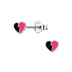 Silver Broken Heart Stud Earrings - 20123