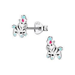 Silver Zebra Stud Earrings - 20127