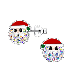 Silver Santa Claus Stud Earrings - 20084