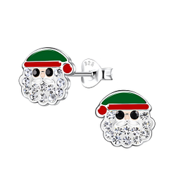 Silver Santa Claus Stud Earrings - 20083