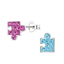 Silver Puzzle Stud Earrings - 9502