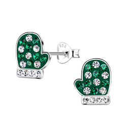 Silver Christmas Glove Stud Earrings - 20093 Silver Christmas Glove Stud Earrings - 20093
