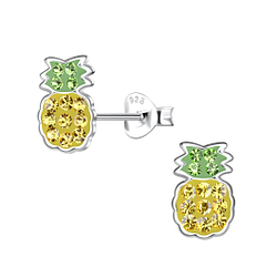 Silver Pineapple Stud Earrings - 20095