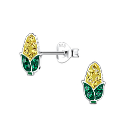 Silver Corn Stud Earrings - 20097