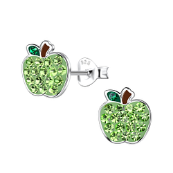 Silver Apple Stud Earrings - 20105