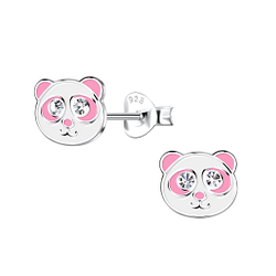 Silver Panda Stud Earrings - 20258
