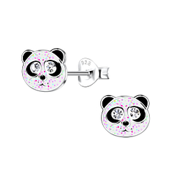 Silver Panda Stud Earrings - 20259
