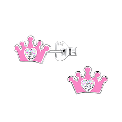Silver Crown Stud Earrings - 20273