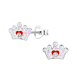 Silver Crown Stud Earrings - 20272
