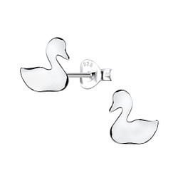 Silver Swan Stud Earrings - 20228