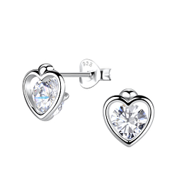 Silver Heart Stud Earrings - 20090