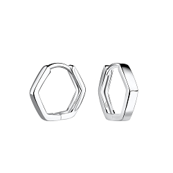 13mm Silver Geometric Huggie Earrings - 20109