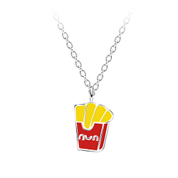 Silver French Fries Necklace - 20193