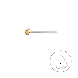2mm Round Crystal Silver Nose Stud - 3317