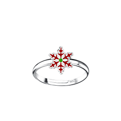 Silver Snowflake Adjustable Ring - 20237