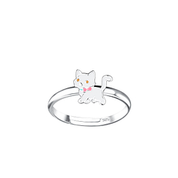 Silver Cat Adjustable Ring - 20785