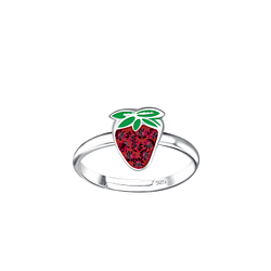Silver Strawberry Adjustable Ring - 20240