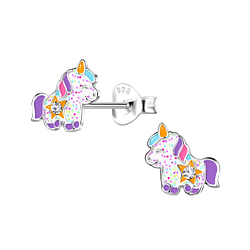 Silver Unicorn Stud Earrings - 20383