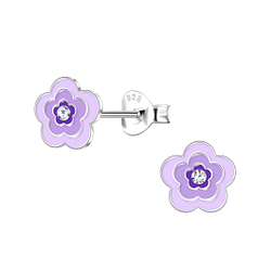 Silver Flower Stud Earrings - 20303