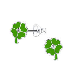Silver Clover Stud Earrings - 20297