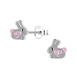 Silver Rabbit Stud Earrings - 20300