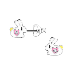 Silver Rabbit Stud Earrings - 20299