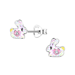 Silver Rabbit Stud Earrings - 20301