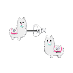 Silver Alpaca Stud Earrings - 20269