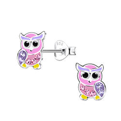 Silver Owl Stud Earrings - 20368