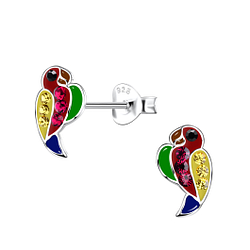 Silver Parrot Stud Earrings - 20366